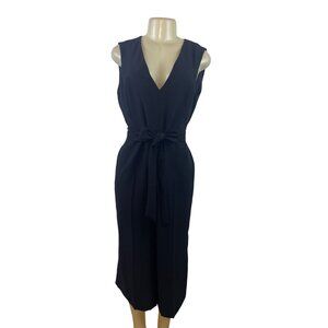 Icōne Black Sleeveless Midi Jumpsuit With Tie Waist & V-Neckline Size 8